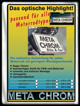 Meta Chrom Motorrad Nummernschildhalter Kennzeichenhalter 180 x